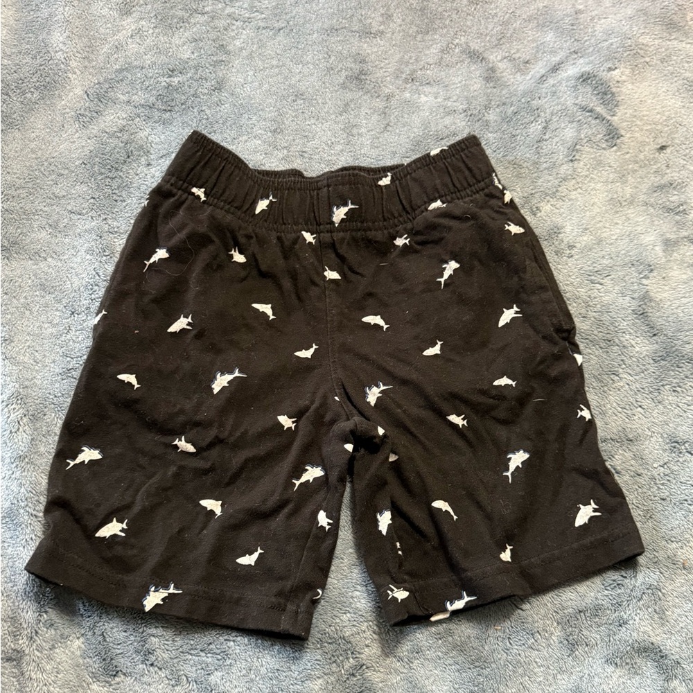 Kids Shark Patterned Black Shorts